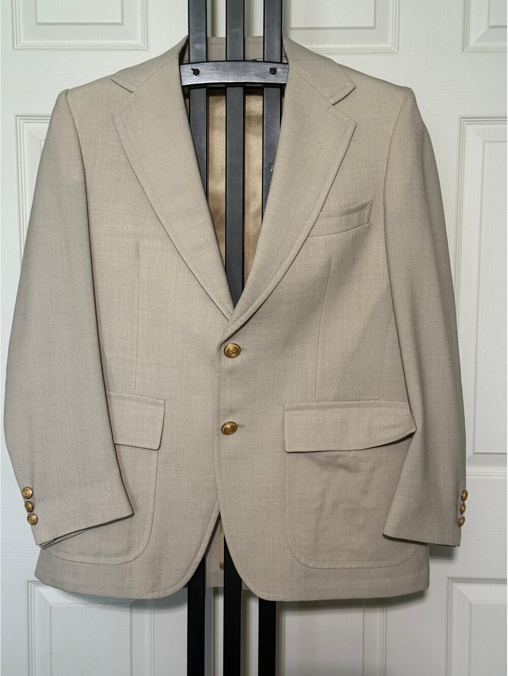 Tailor's Bench Vintage 70s Sport Coat Blazer 46R Tan Khaki Wide Lapel